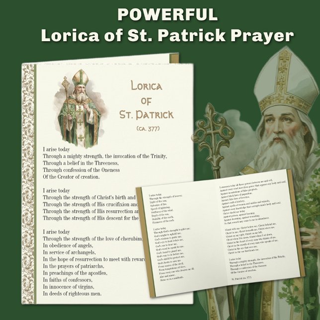 Irish Lorica of St. Patrick Prayer Card (Powerful Lorica Breastplate prayer of St. Patrick )