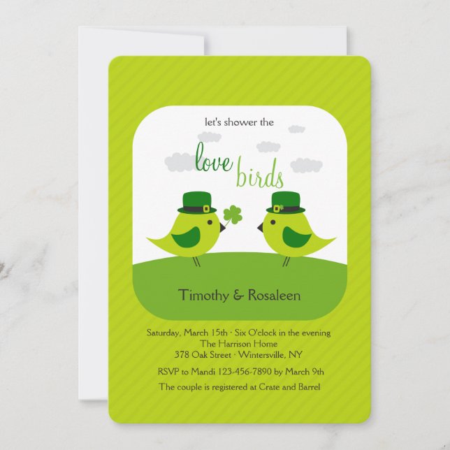 Irish Love Birds Shower Invitation (Front)