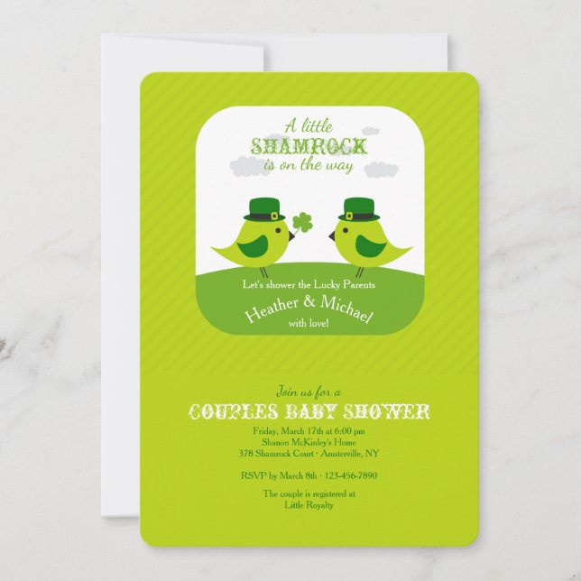 Irish Love Birds Shower Invitation (Front)
