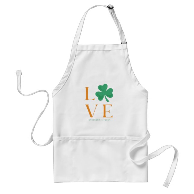 Irish Love Shamrock Green and Orange Custom Standard Apron (Front)