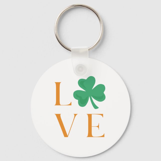 Irish Love Shamrock St Patrick's Day Key Ring (Front)