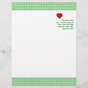 Irish Love Shamrock with red heart Letterhead