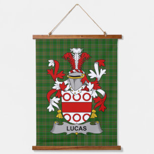 Irish Lucas or Luke Coat of Arms Family Crest Hanging Tapestry