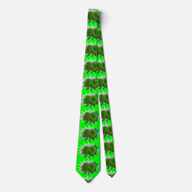 Irish Luck Green Roses TIE!!!! Tie (Front)