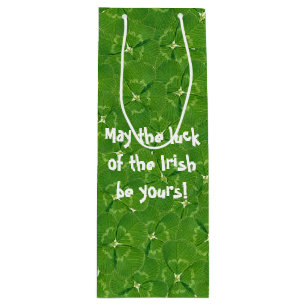 Irish Luck Shamrocks Wine Gift Bag