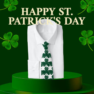 Irish Luck Stylish Grunge  Clover Leaf Tie