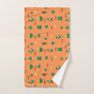 irish lucky charms and drink beer pattern   hand towel