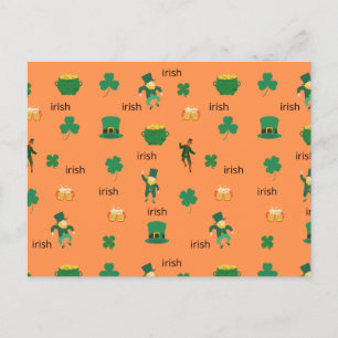 irish lucky charms and drink beer pattern postcard