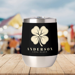 Irish Lucky Four Leaf Clover with Name Black