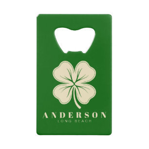 Irish Lucky Four Leaf Clover with Name Green