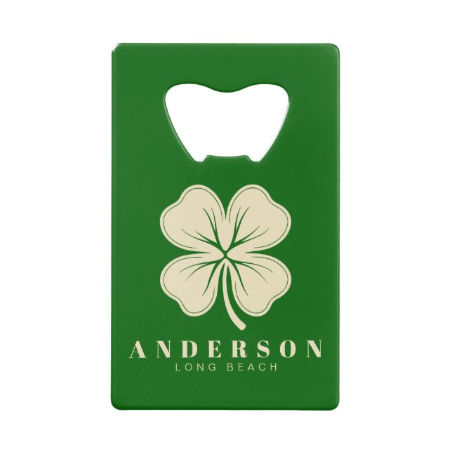 Irish Lucky Four Leaf Clover with Name Green (Front)