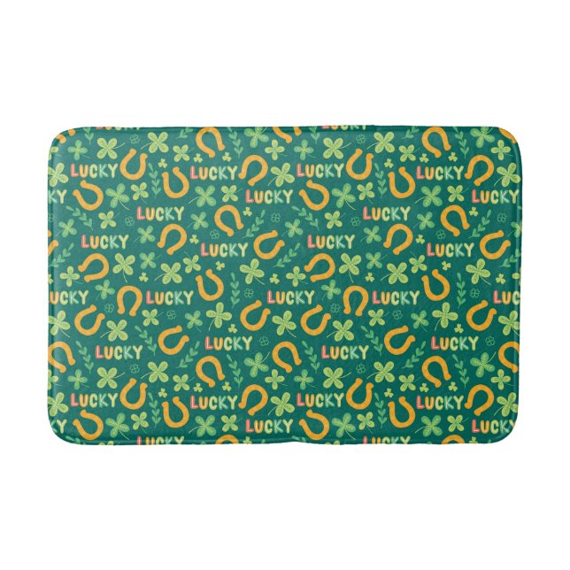Irish LUCKY green pattern Bath Mat (Front)