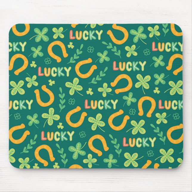 Irish LUCKY green pattern Mouse Mat (Front)