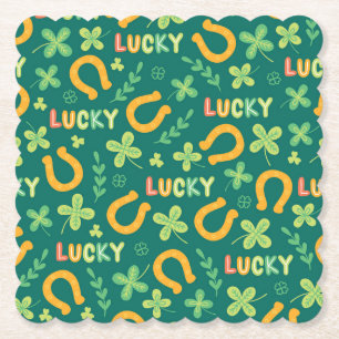 Irish LUCKY green pattern Paper Coaster