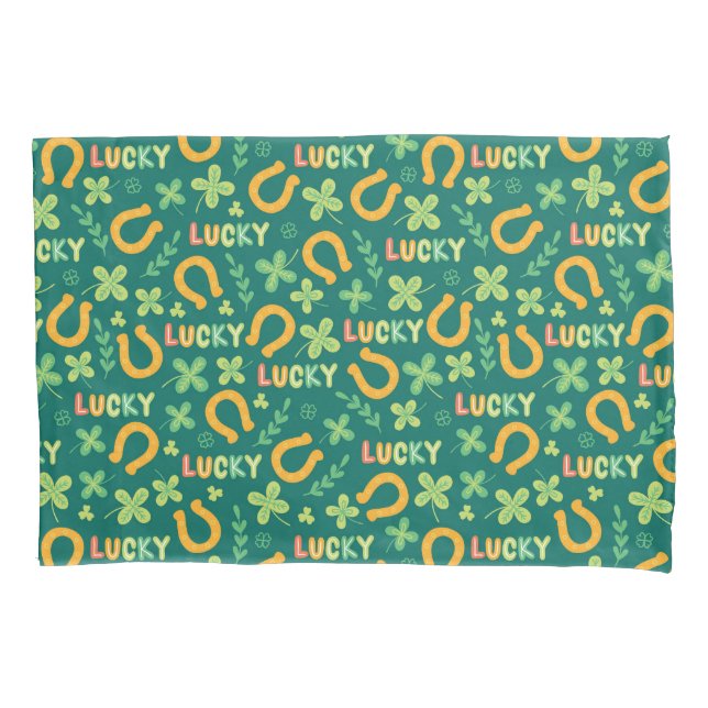 Irish LUCKY green pattern Pillowcase (Front-Left)