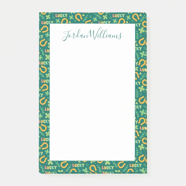 Irish LUCKY green pattern Post-it Notes (Front)