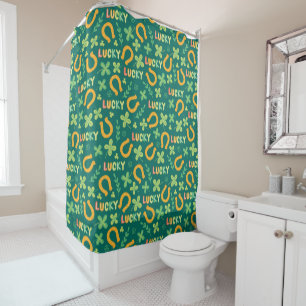 Irish LUCKY green pattern Shower Curtain