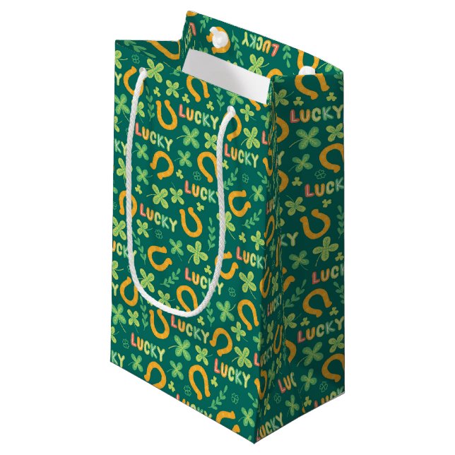 Irish LUCKY green pattern Small Gift Bag (Front Angled)