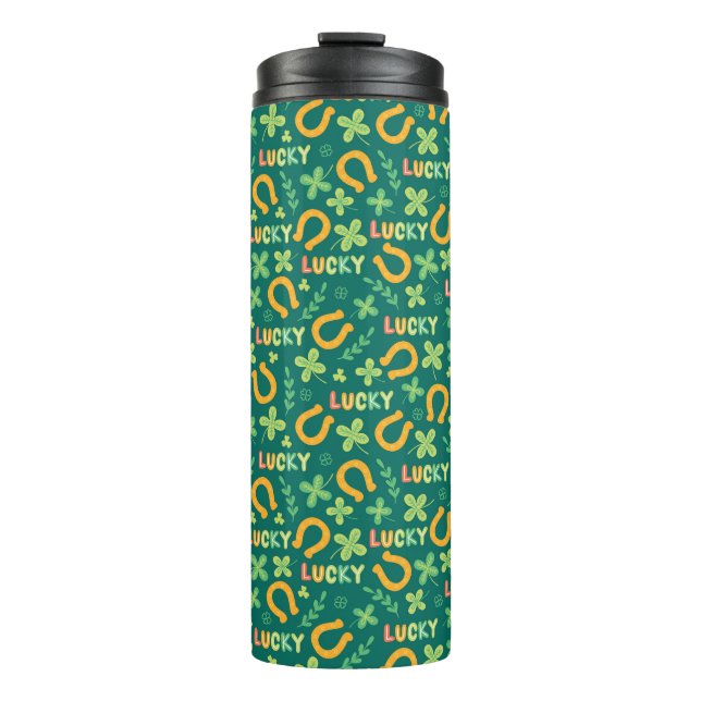 Irish LUCKY green pattern Thermal Tumbler (Front)