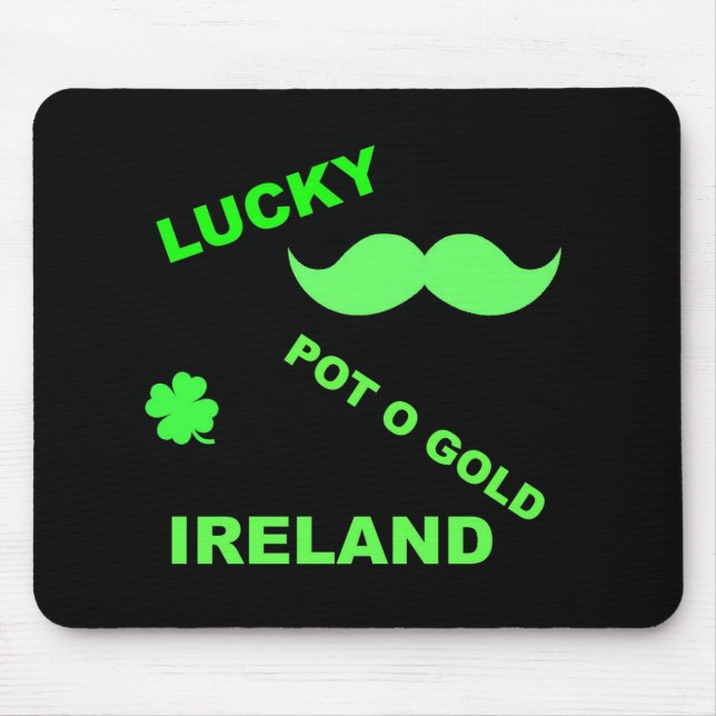 Irish Lucky Pot o Gold Quotes Mouse Mat (Front)