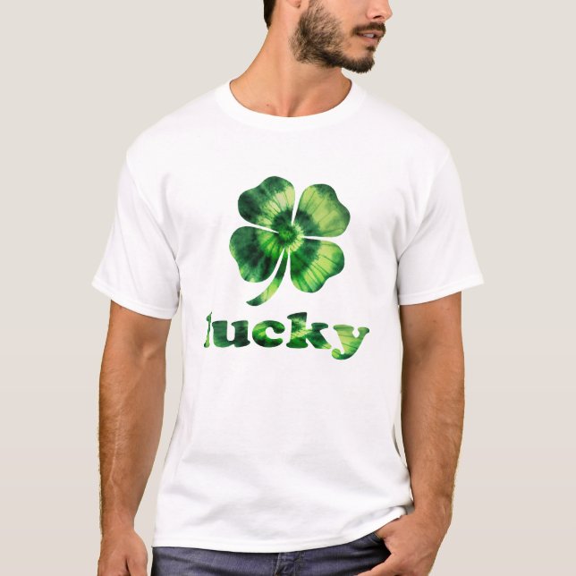 Irish Lucky Shamrock Green Clover Happy St Patrick T-Shirt (Front)