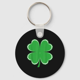 Irish lucky shamrock green clover st patrick's day key ring