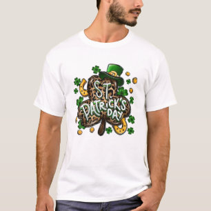 Irish Lucky Shamrock Green Four Leaf Clover St Pat T-Shirt