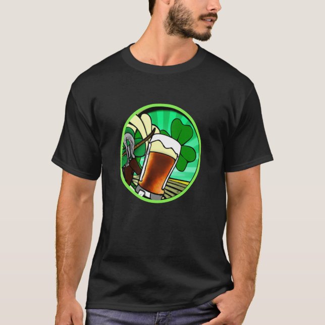 Irish lucky shamrock with beer mug St Patricks Day T-Shirt (Front)