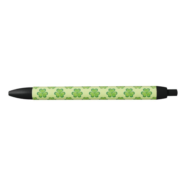 Irish Lucky Shamrocks Clovers Seamless Pattern Black Ink Pen (Front)