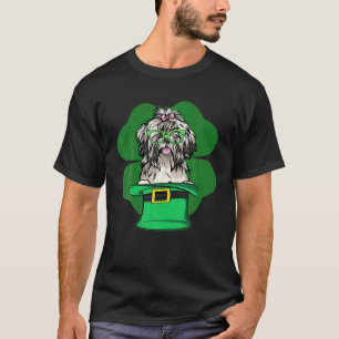 Irish Lucky Shih Tzu Shamrocks Green Hat St Patric T-Shirt