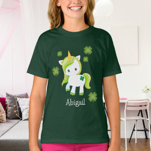 Irish Lucky Unicorn and Shamrocks St Patrick's Day T-Shirt