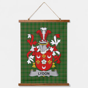 Irish Lydon or Leyden Coat of Arms Family Crest Hanging Tapestry