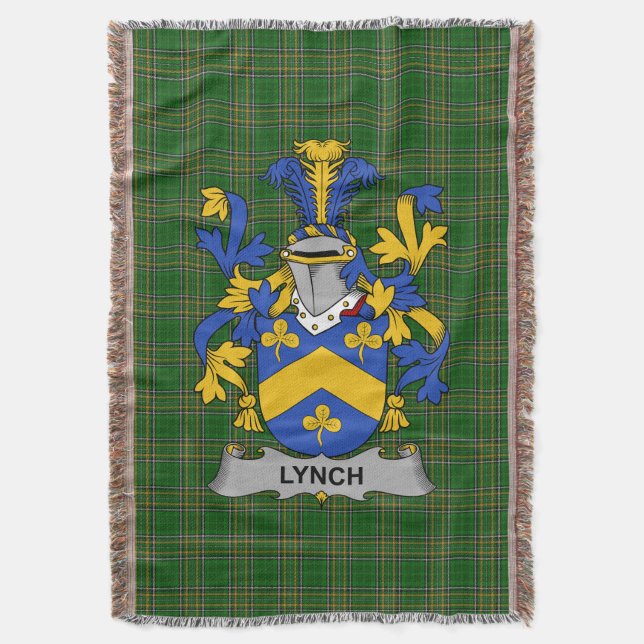  Irish Lynch Coat of Arms Family Crest Ireland Throw Blanket (Front Vertical)