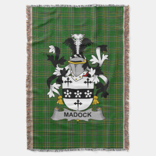 Irish Madock or Maddox Coat of Arms Family Crest Throw Blanket
