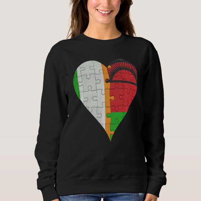 Irish Malawian Flag Heart Sweatshirt (Front)