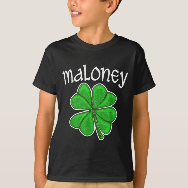 Irish Maloney Lucky Clover Saint Patrick's Day  T-Shirt (Front)
