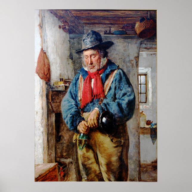 Irish Man Puts Whiskey Into Flask Poster (Front)