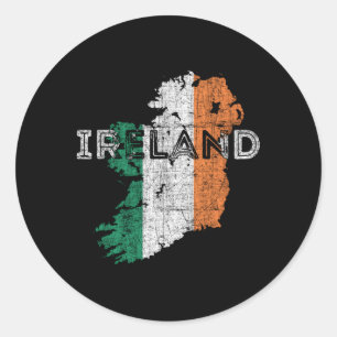 Irish Map And Flag Distressed Ireland Classic Round Sticker