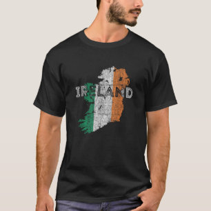 Irish Map and Flag Souvenir Distressed Ireland  T-Shirt