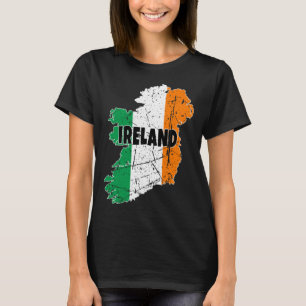 Irish Map Flag Souvenir Distressed Ireland Men Wom T-Shirt