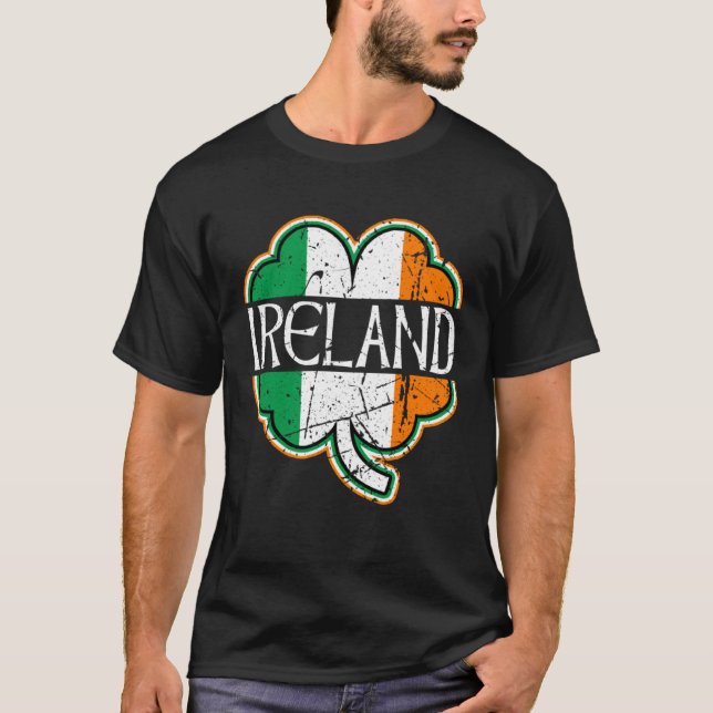 Irish Map Ireland Flag Souvenir Distressed Adults  T-Shirt (Front)