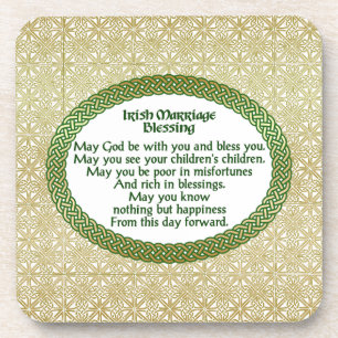 Irish Marriage Blessing, Gold & Green Wedding Coaster