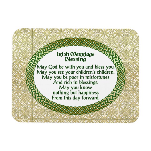 Irish Marriage Blessing, Gold & Green Wedding Magnet (Horizontal)