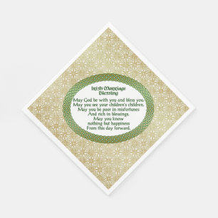 Irish Marriage Blessing, Gold & Green Wedding Napkin