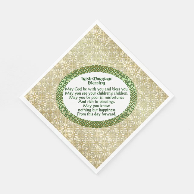 Irish Marriage Blessing, Gold & Green Wedding Napkin (Corner)