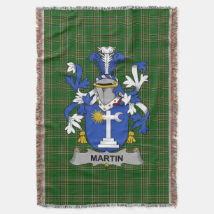 Irish Martin Coat of Arms Family Crest Ireland Ir Throw Blanket