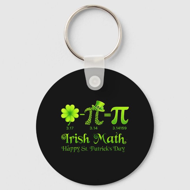 Irish Math Shamrock Happy St Patricks Day Math Key Ring (Front)