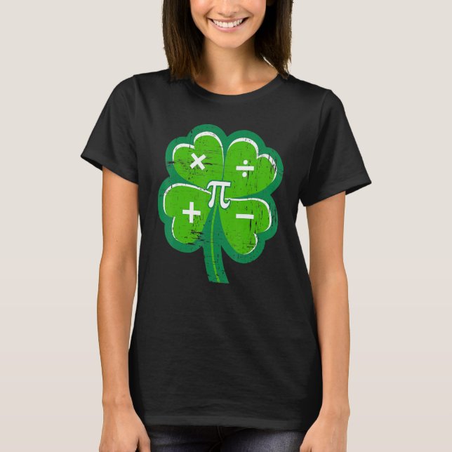 Irish Math Teacher Shamrock St Patricks Day Pi Day T-Shirt (Front)