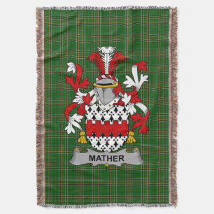 Irish Mather or Mathers Coat of Arms Family Crest Throw Blanket