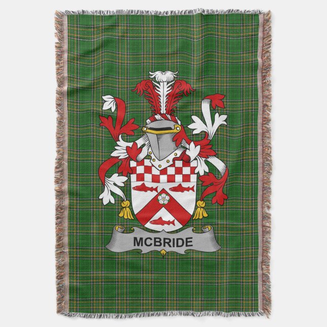  Irish McBride or MacBride Coat of Arms Family Cre Throw Blanket (Front Vertical)